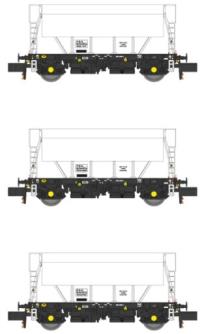 PGA 51 ton hopper wagons in plain white - pack of 3 - Exclusive to Rails of Sheffield