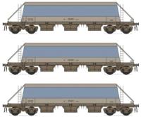 JGA/ PHA hopper wagons in modern unbranded grey & blue - pack of 3