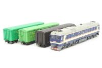 CP650-15076 Type DF8B locomotive and three box cars of the Shanghai Railway Administration