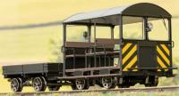Wickham Trolley & Trailer unnumbered in black with wasp stripes - as preserved
