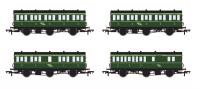 Pack of 4 coaches in CIE dark green (6T, 6T, 6CL & 6BT) - Sold out on pre-order