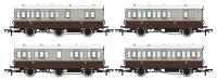 Pack of 4 coaches (4BT, 4T, 6CL, 6BT) in GCR French Grey and brown - with working lighting