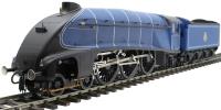 Class A4 4-6-2 unnumbered with single chimney and unstreamlined corridor tender in BR Express blue 1949-1952