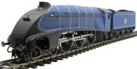 Class A4 4-6-2 unnumbered with single chimney and streamlined non-corridor tender in BR Express blue 1949-1952