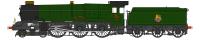 Class 6000 King 4-6-0 6000 "King George V" in BR lined green with early emblem on tender - 1971 condition with bell fitted