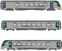 IE 22000 Class 'ICR' 3-car unit in Irish Rail grey & green (post-2020 with blue doors/ cycle graphic)