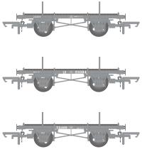 12 ton LB flat wagons in CIE 'Flying Snail' grey - Pack 2 - Set of 3