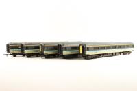 ScotRail 'push-pull' set with 3 x TSO, 1 x FO and DBSO in ScotRail livery - converted from Lima, Airfix and Dapol vehicles