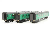 KB1902 Bulleid semi-open brake third x2 S4221/S4222 and 1x Bulleid corridor composite coach S5781 Southern green - set of three 801 - built from Southern Pride kits