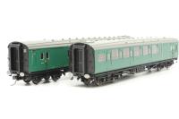 KB1907 Maunsell brake second corridor S3775S and brake composite S6603S in Southern green - set of two 27 - renumbered and modified Hornby coaches