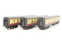 KB1911 Mk1 corridor composite S34628 and brake second corridor x2 S34376 in crimson and cream - set of three 550 - renumbered and modified Lima coaches