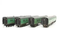 KB1990 63' Bulleid coaches - corridor composite S5824S, corridor 2nd S27S and corridor open brake 2nd x2 S4014S/S4015S in Southern green - set of four 81- renumbered and modified Bachmann coaches