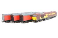 Post Train pack containing Class 67 67025 in EWS red/gold and 3 Super GUV coaches