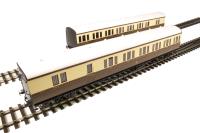 Pair of two GWR 'B' set coaches in GWR chocolate and cream - "Leamington/Stafford"