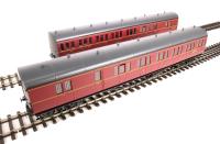 Pair of two GWR 'B' set coaches in BR maroon - "Cardiff"