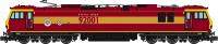 Class 92 92001 "Victor Hugo" in EWS maroon and gold