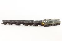 Class 35 'Hymek' B-B D7048 in BR Green with 5 NCB mineral wagons