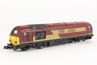 Class 67 Diesel 67002 in EWS maroon. DCC fitted