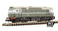 Class 27 diesel D5356 in BR green with small yellow warning panel and gangway doors. DCC fitted