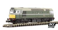Class 27 diesel D5381 in BR green with small yellow warning panels and gangway doors. DCC fitted