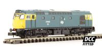 Class 27 diesel 27032 in BR blue with plated gangway doors. DCC fitted
