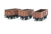 NR22Mset Set of three Steel Mineral Wagons 616014 in LMS Bauxite