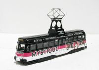 black/pink/white ad. livery Blackpool Brush Railcoach tramcar "Mystique"
