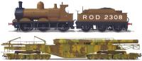 Railgun Pack with railgun 'Boche Buster' in camoflague livery and 'Dean Goods' 0-6-0 2308 in ROD khaki