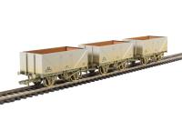 Pack of three 7 plank wagons in BR grey - weathered