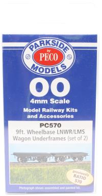 PC570 4 wheel LNWR/LMS 9' wheelbase wagon chassis - pack of two