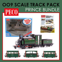PG-Bundle1 Peco OO9 Scale Ffestiniog Railway Green "Prince" Starter Set Bundle