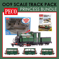 PG-Bundle2 Peco OO9 Scale Ffestiniog Railway Green "Princess" Starter Set Bundle
