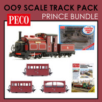 PM-Bundle1 Peco OO9 Scale Ffestiniog Railway Maroon "Prince" Starter Set Bundle