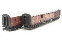 Night Mail coach with working mail pickup/dropoff and brake coach in LMS maroon