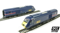 Class 43 HST Power (43105) & Dummy-car (43113) pack in revised (post 2004) GNER livery with gold lettering. DCC Fitted