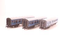 Pack of Three LMS 'Coronation Scot' Coaches in Garter Blue - separated from Train Pack