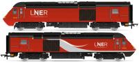 Pair of Class 43 HST Power Cars 43238 & 43305 in LNER plain red with black roof