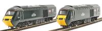 Pair of Class 43 HST Power Cars 43004 "Caerphilly Castle" and 43155 "Rougemont Castle" in GWR Green