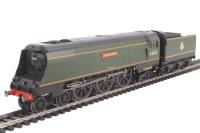 Class 7P6F West Country 4-6-2 34032 "Camelford" in BR green with early emblem