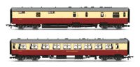 R40536 Bulleid BR Crimson & Cream 'At the Sign of the Three Plovers' Kitchen and Buttery Car & Composite Restaurant Twin Pack
