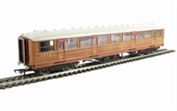 Gresley 61' 6" corridor 3rd class coach in LNER teak 60654
