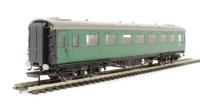 Maunsell unconverted open second class coach in BR green