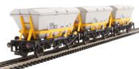 HFA MGR hopper wagons in Railfreight Coal sector grey with yellow cradle - pack of three - 358713, 358550, 358784