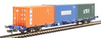 KFA container wagon in Touax blue with 3 x 20' containers