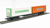 Bogie container wagon with 2 x 30ft containers "Evergreen & Di Gregorio"