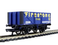 7 plank open wagon in blue - Firestone Tyres, Brentford - No. 2008