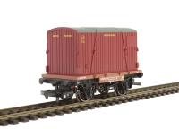 Conflat and Container Wagon B709504 in BR bauxite with container 7338 in BR crimson