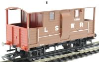 LSWR 20 ton brake van 5359 in LSWR bauxite with red ends