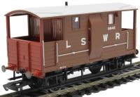 LSWR 20 ton brake van 9646 in LSWR bauxite with red ends