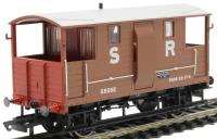 Ex-LSWR 24 ton brake van 55062 in SR brown with red ends